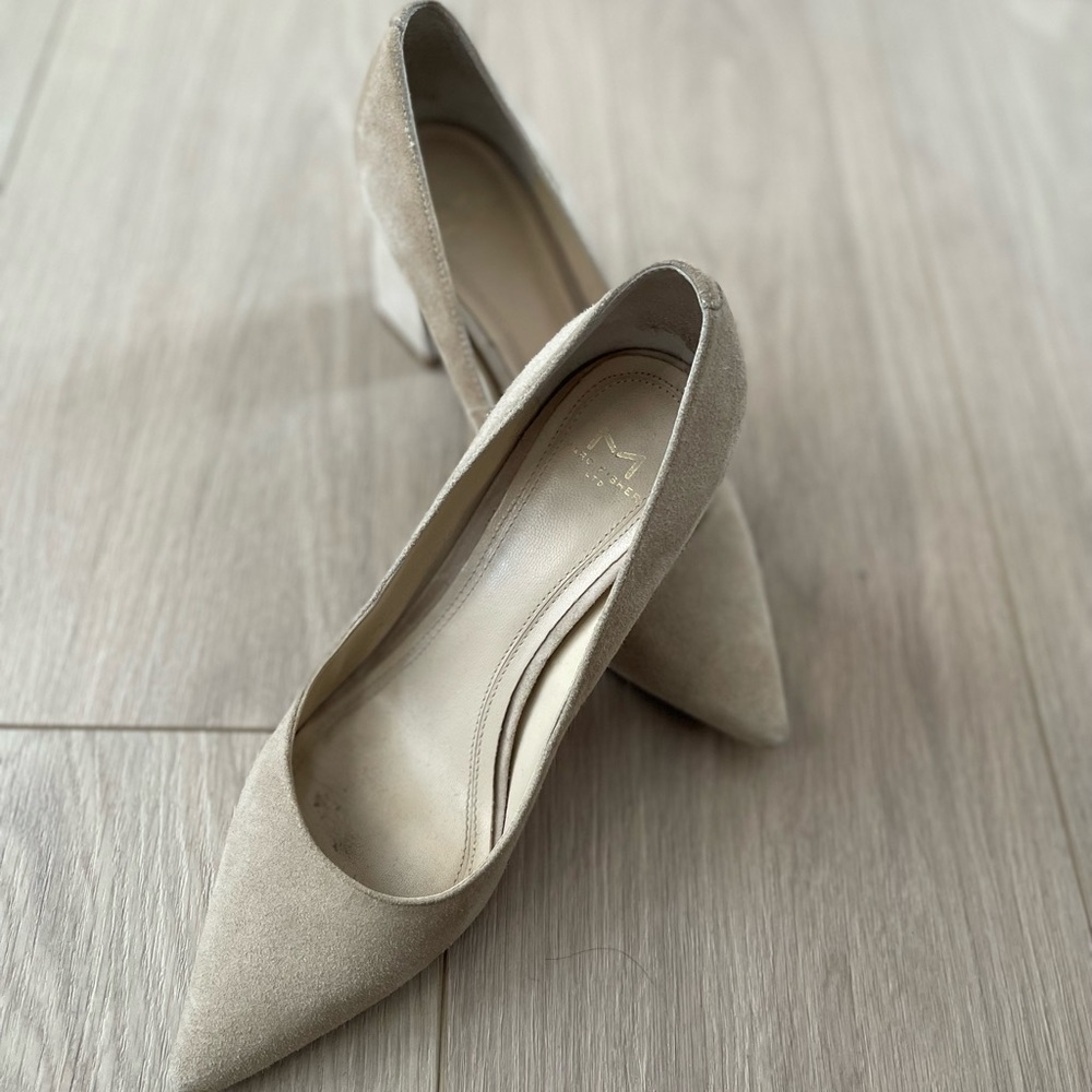 Marc Fisher Zala pump in natural taupe suede 6